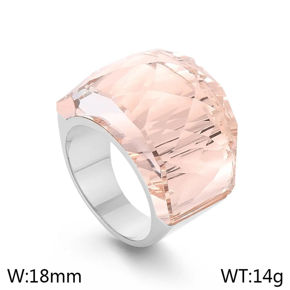Vintage Style Geometric Women’s Ring – 18K Gold Plated Stainless Steel & Glass