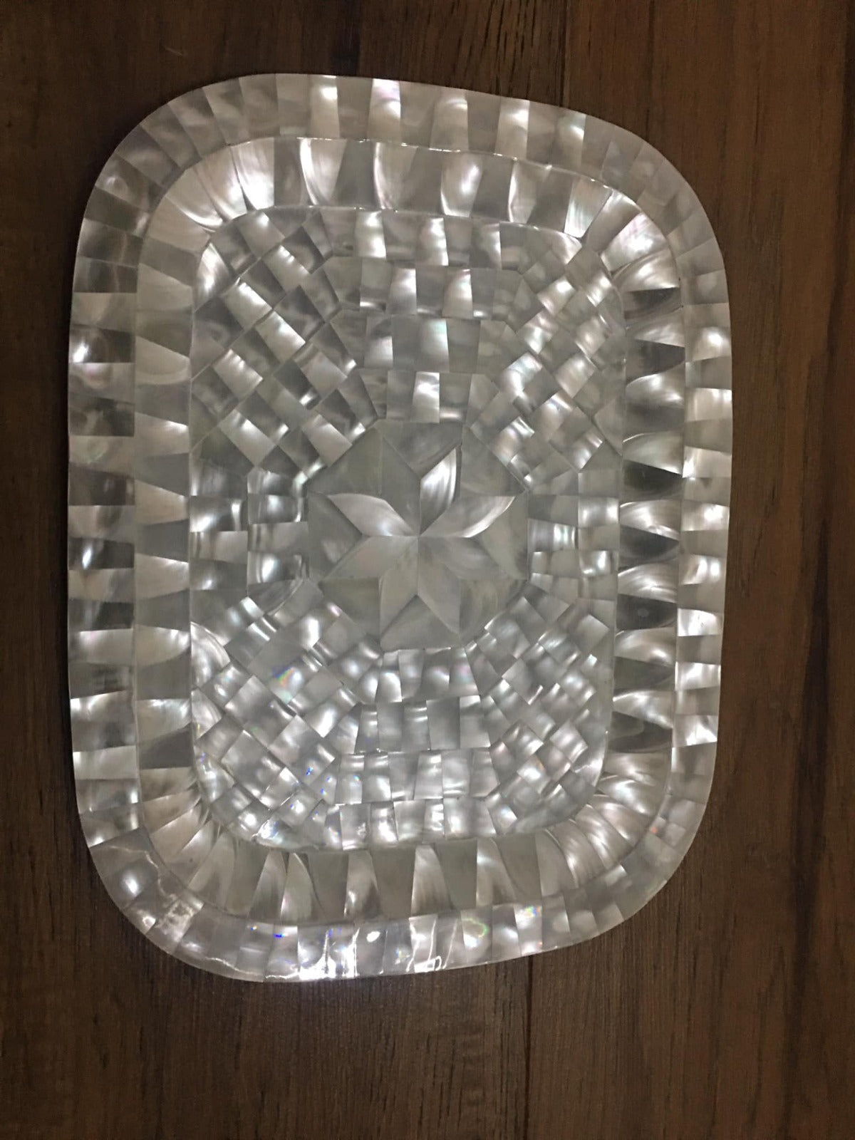 drinks or foods serving tray made from mother of pearl ( oyster shell ) hand made