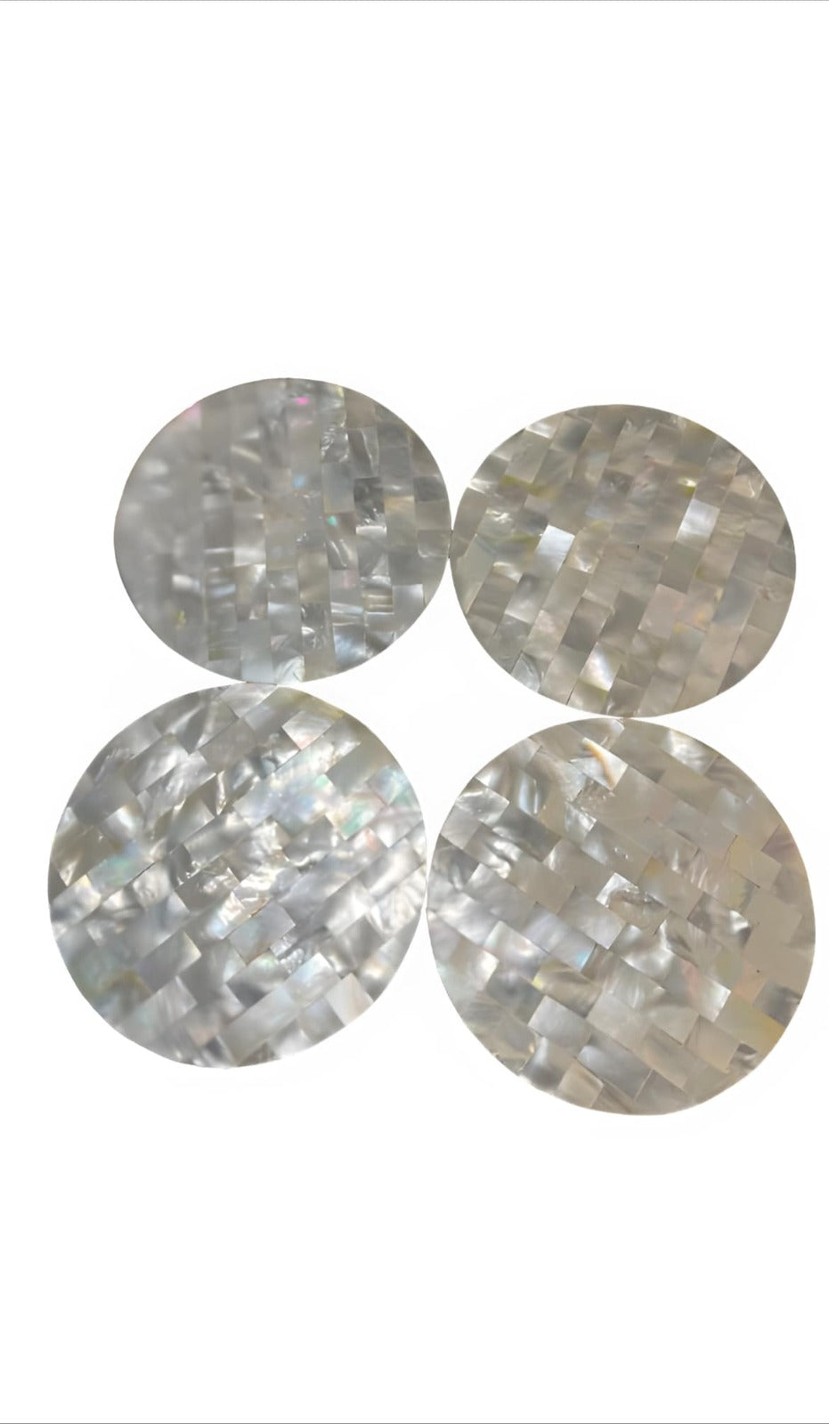 Handmade Mother of Pearl Non-Slip Round shape Coasters - Set of 4 11 cm