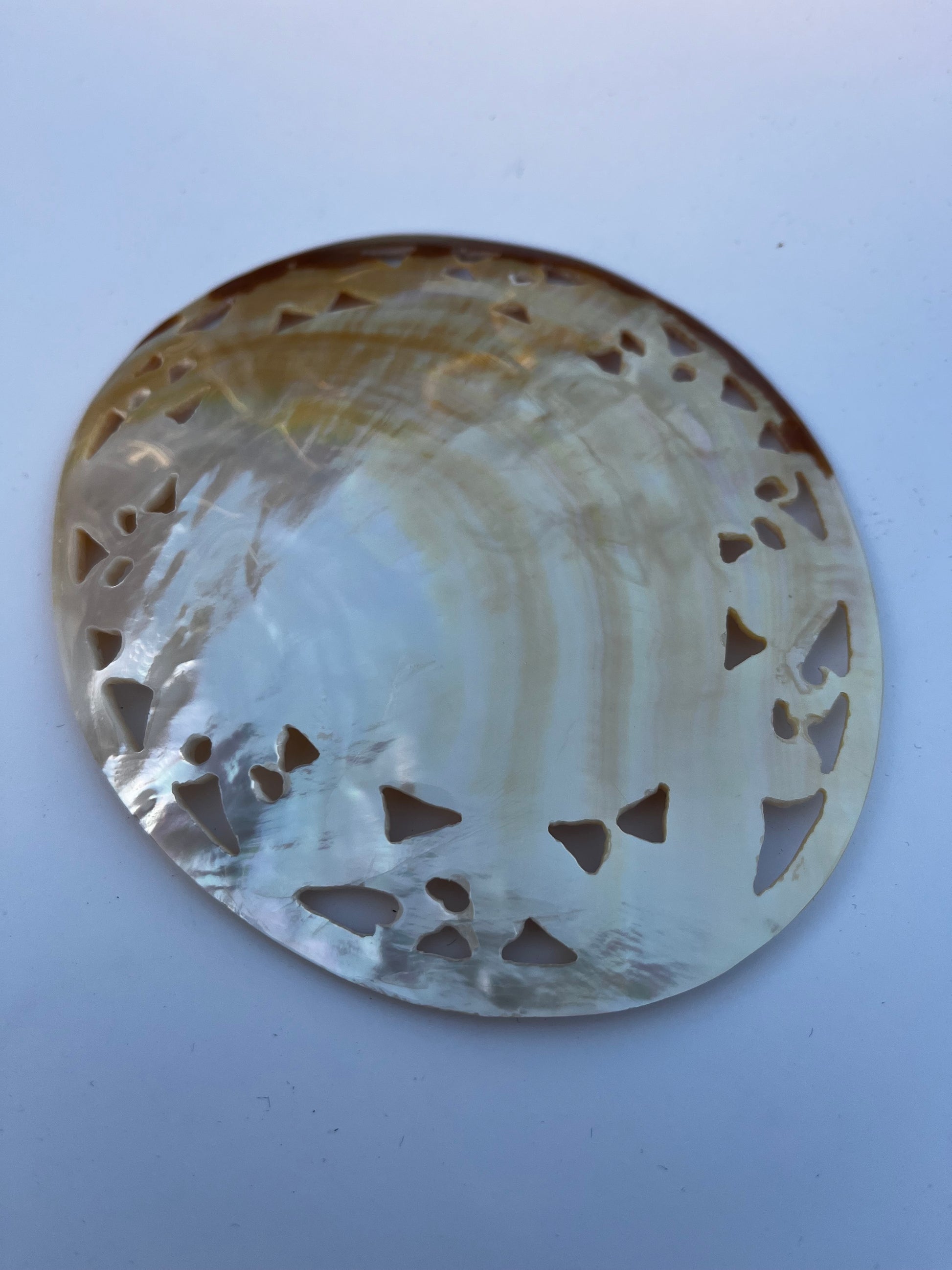 Hand-Carved Mother of Pearl Floral Decorative Dish 14 cm