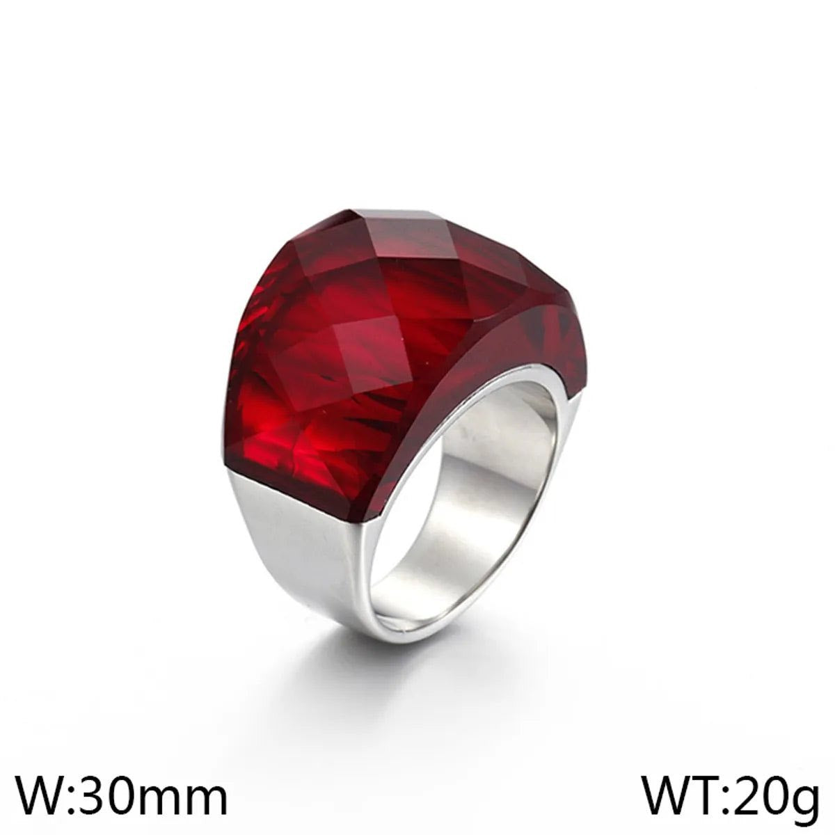 Vintage Style Geometric Women’s Ring – 18K Gold Plated Stainless Steel & Glass