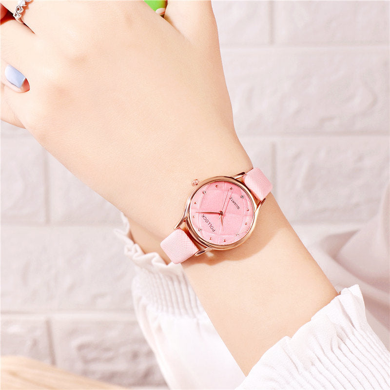 Pollock Fashion Ladies Watch Trend Rhinestone Simple Belt Small Women's Watch Fashion Business Quartz Women's Watch