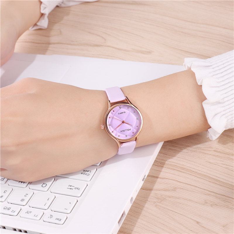 Pollock Fashion Ladies Watch Trend Rhinestone Simple Belt Small Women's Watch Fashion Business Quartz Women's Watch
