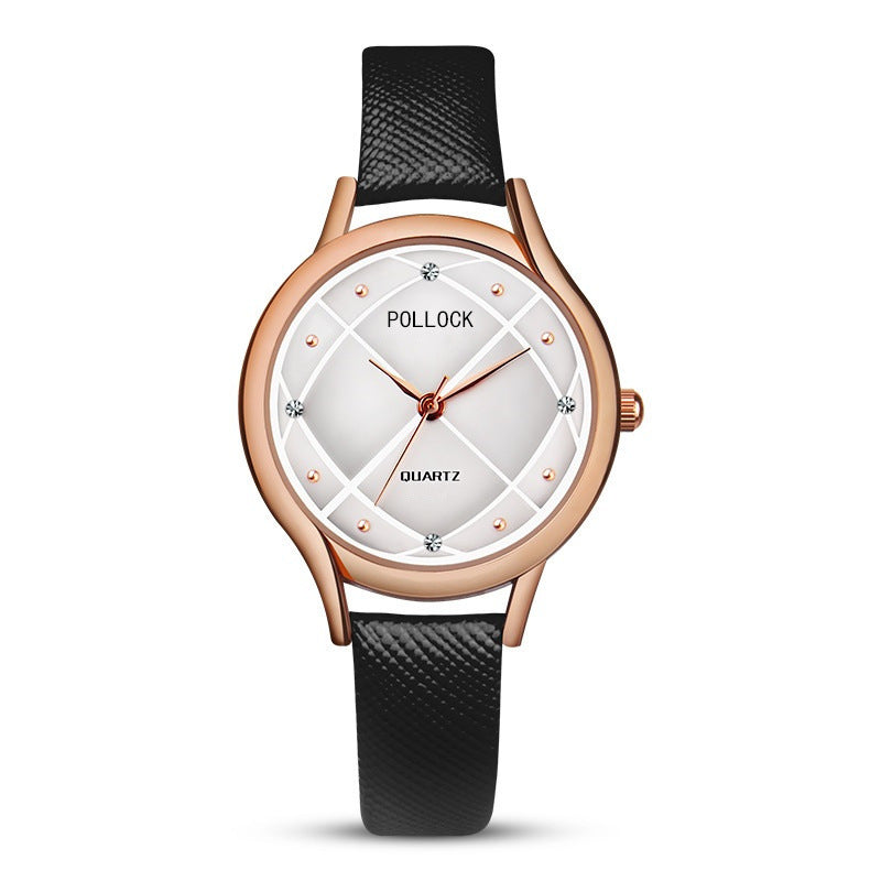 Pollock Fashion Ladies Watch Trend Rhinestone Simple Belt Small Women's Watch Fashion Business Quartz Women's Watch
