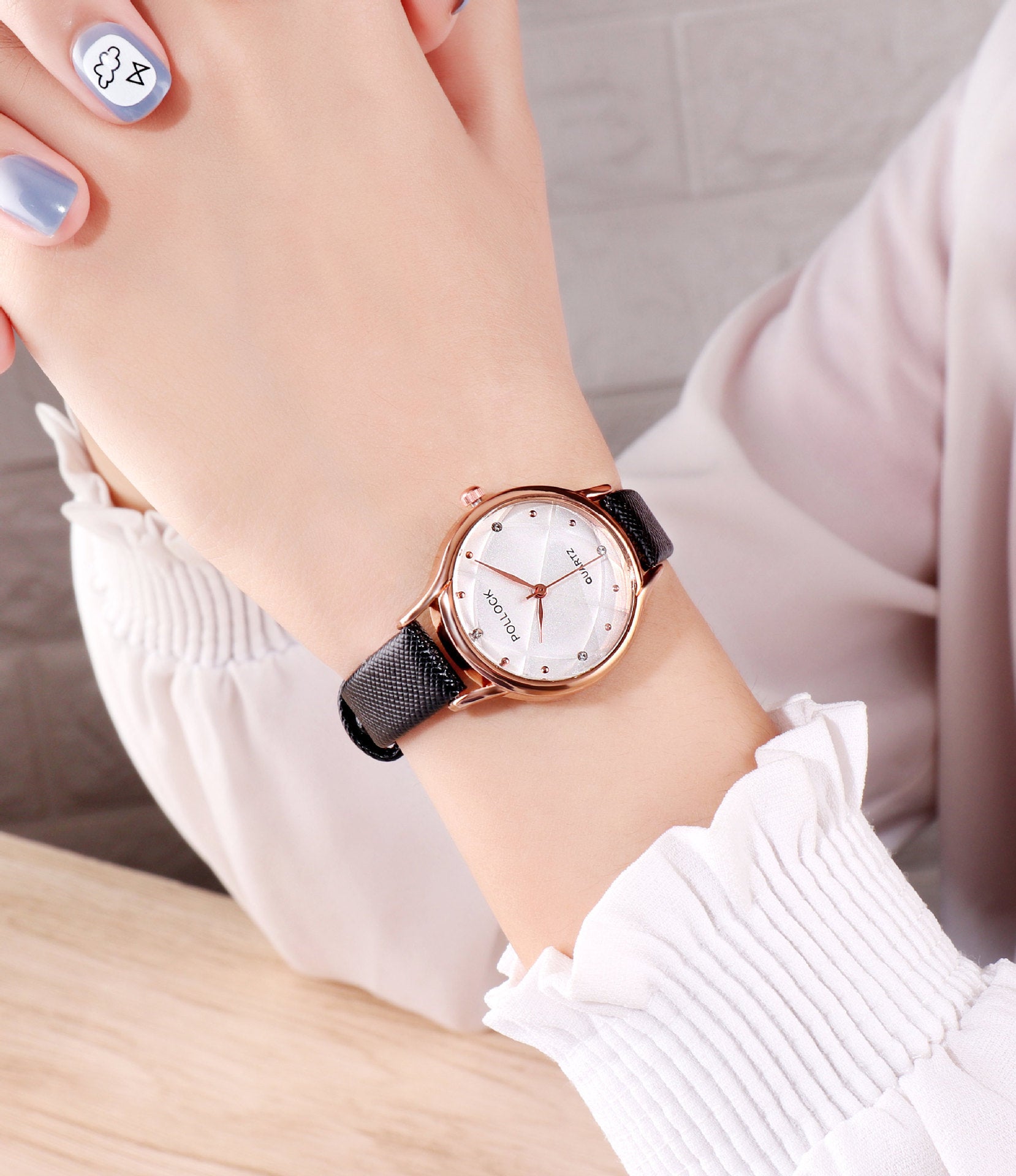 Pollock Fashion Ladies Watch Trend Rhinestone Simple Belt Small Women's Watch Fashion Business Quartz Women's Watch