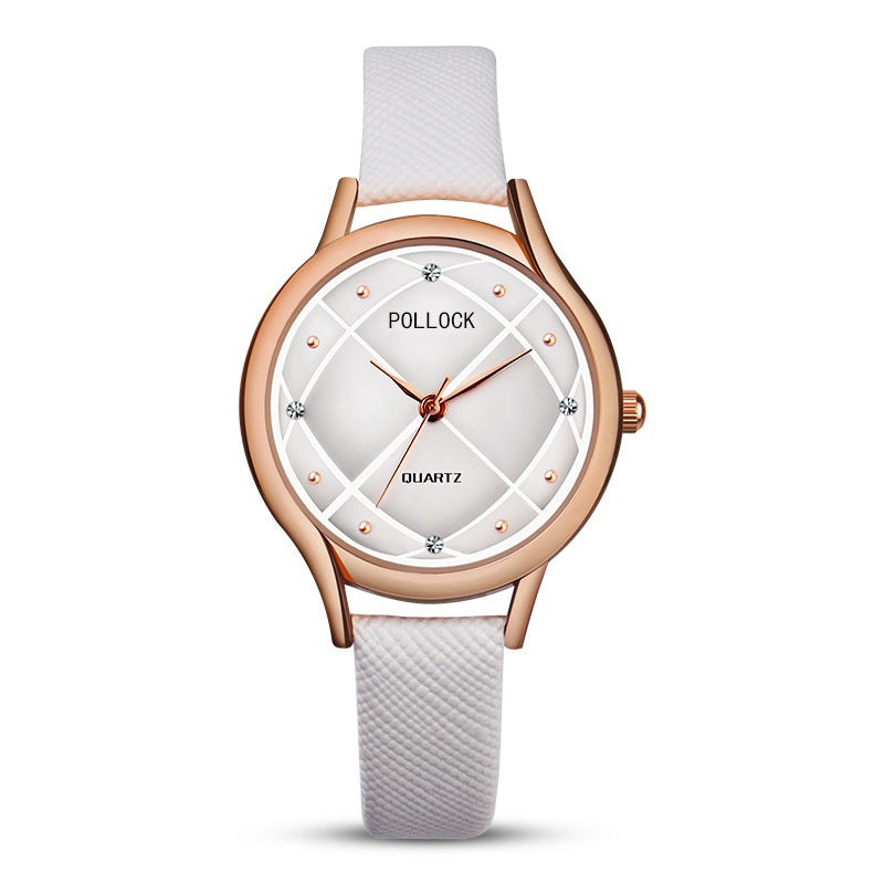 Pollock Fashion Ladies Watch Trend Rhinestone Simple Belt Small Women's Watch Fashion Business Quartz Women's Watch