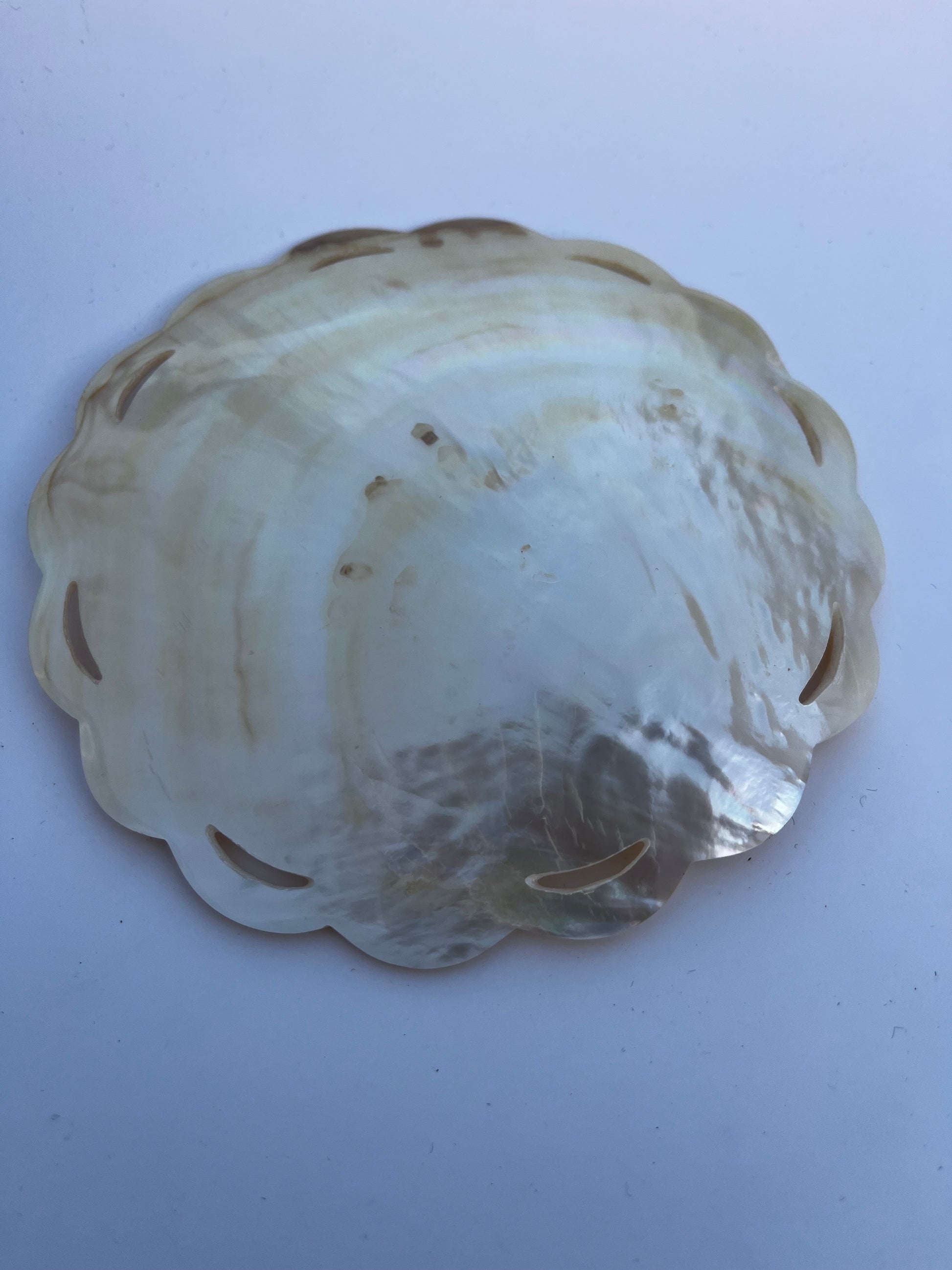 Hand-Carved Mother of Pearl Floral Decorative Dish 14 cm