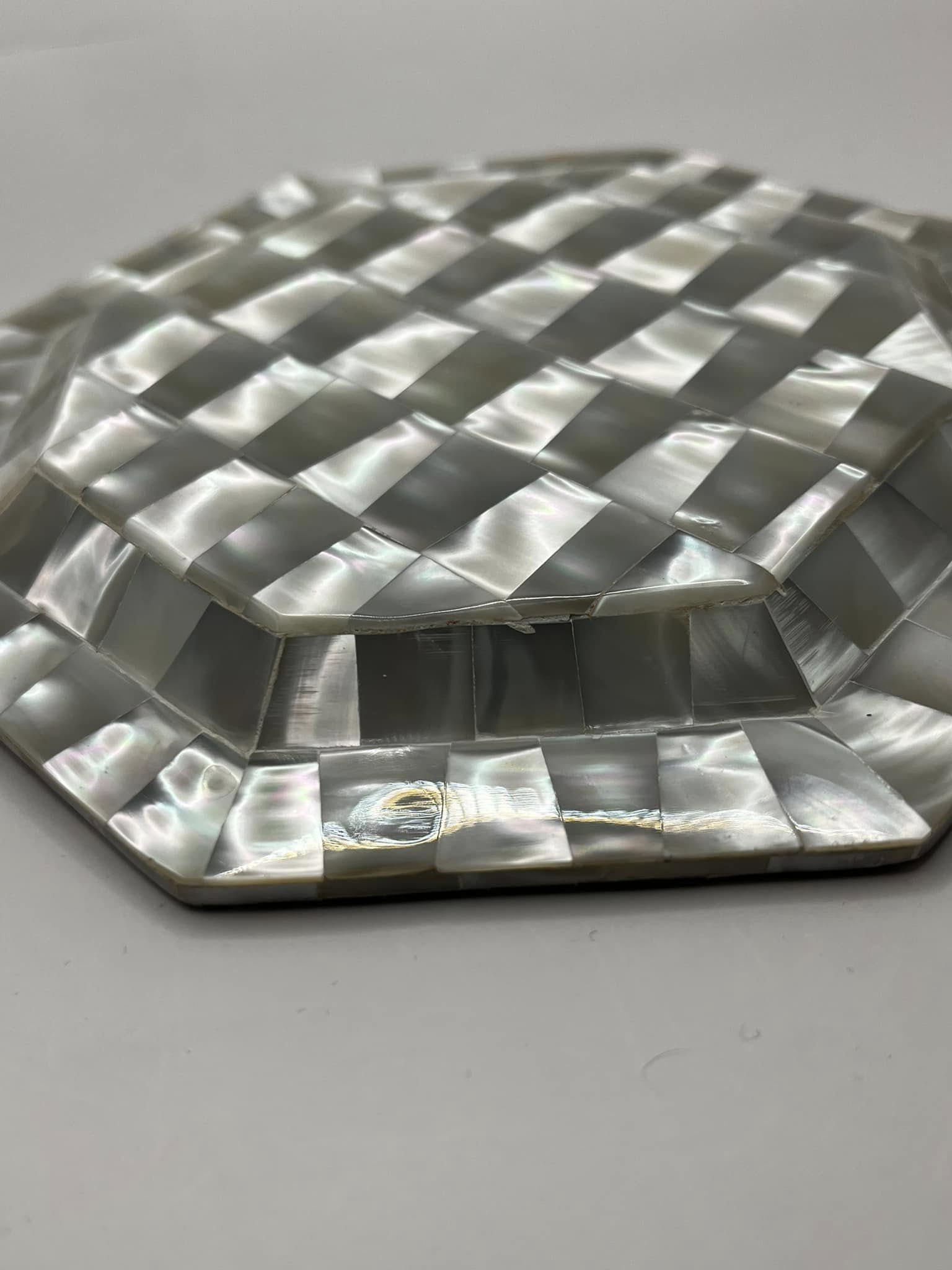 Handmade Mother of Pearl Octagon Plate - Smooth & Shiny 16cm Decorative Dish