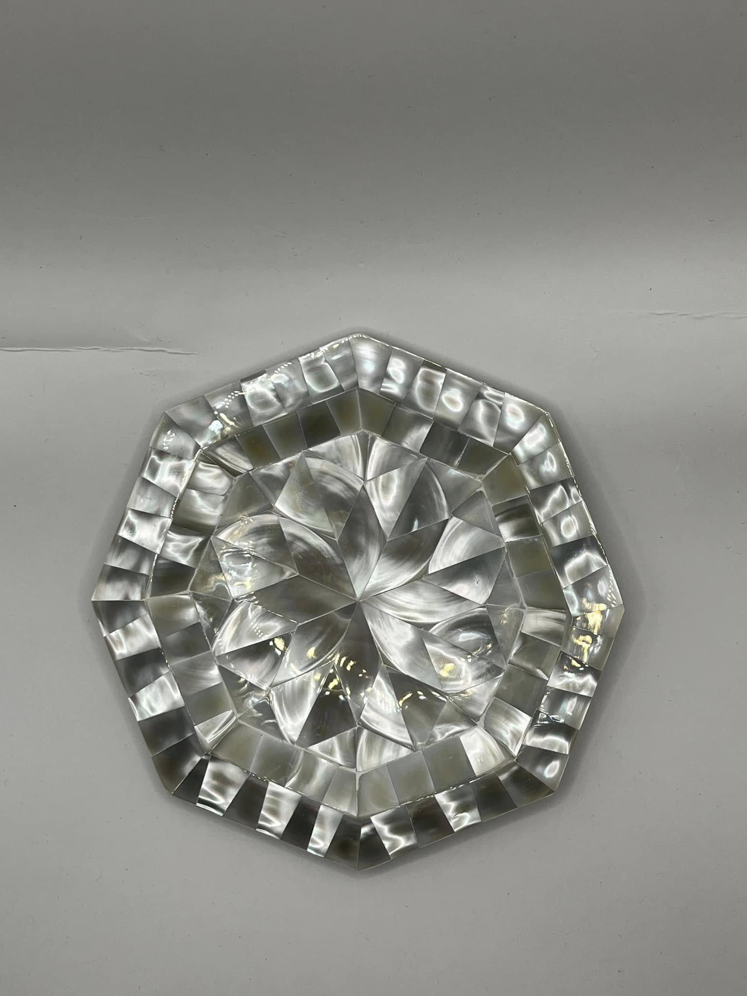 Handmade Mother of Pearl Octagon Plate - Smooth & Shiny 16cm Decorative Dish
