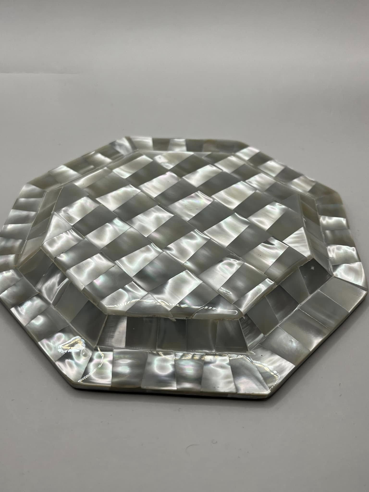 Handmade Mother of Pearl Octagon Plate - Smooth & Shiny 16cm Decorative Dish