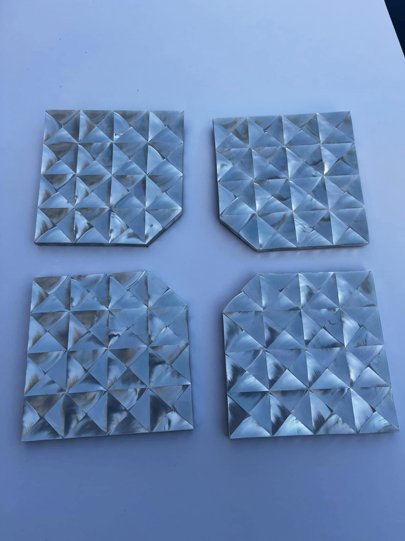 Luxury Thick Mother of Pearl Coasters Set of 4 Non Slip Square Corner Cut 10cm Premium