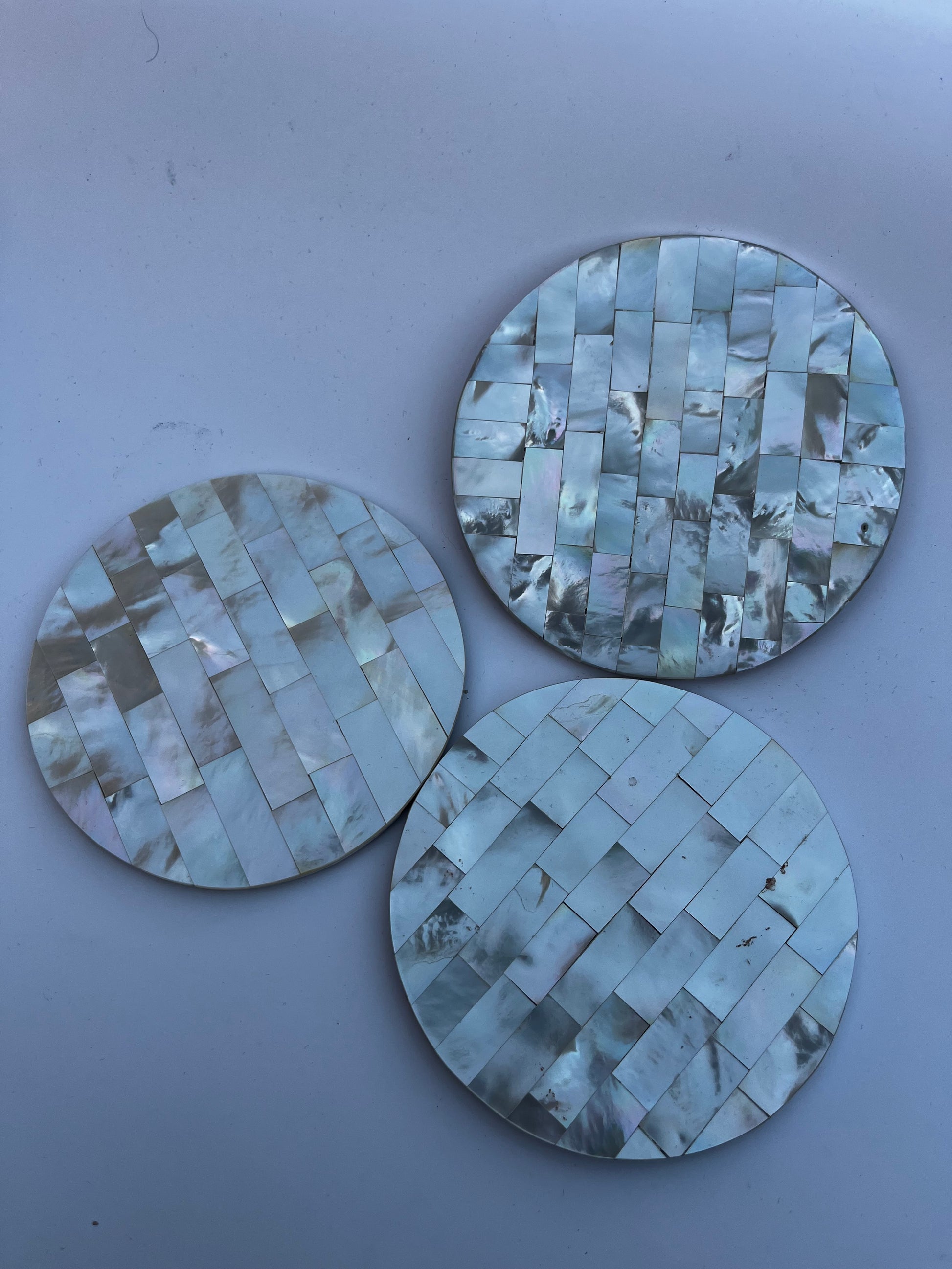 Handmade Mother of Pearl Non-Slip Round shape Coasters - Set of 4 11 cm