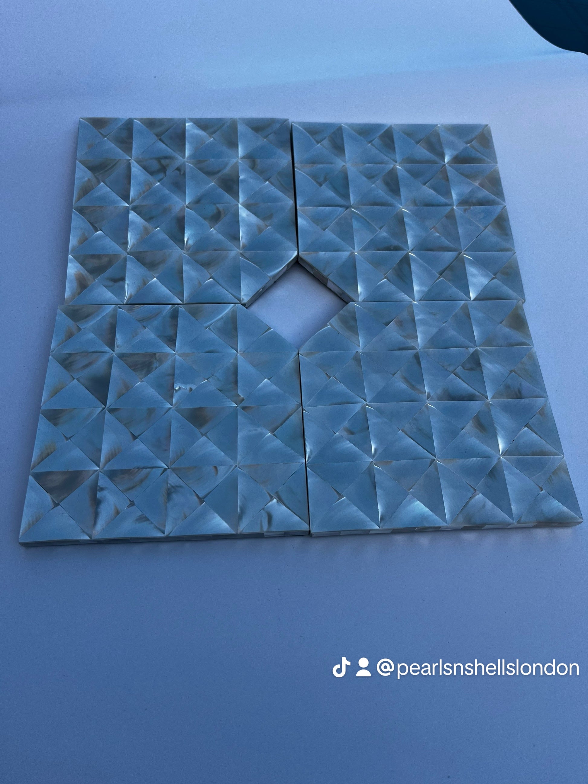 Square Handmade Non- Slip Mother of Pearl Coaster - Non-Slip, Thick, Heat-Resistant Drink & Mug Holder set of 4 10.5 cm