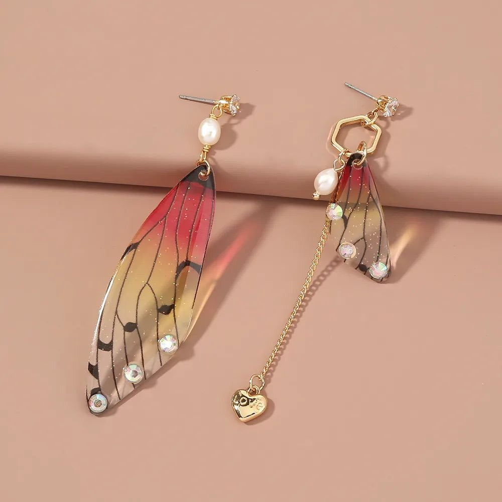 Bohemian Wings Butterfly Resin Artificial Rhinestones Earrings 1 Pair