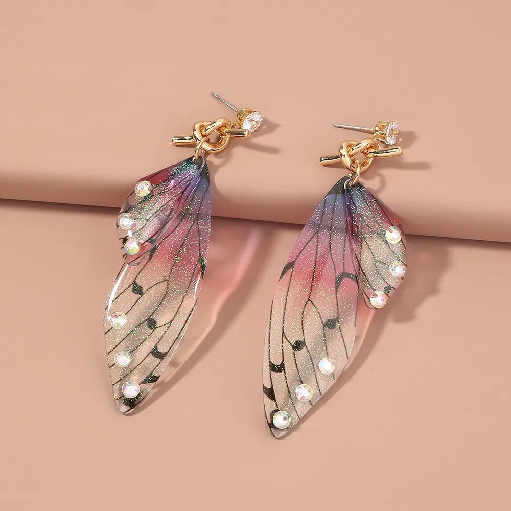 Bohemian Wings Butterfly Resin Artificial Rhinestones Earrings 1 Pair
