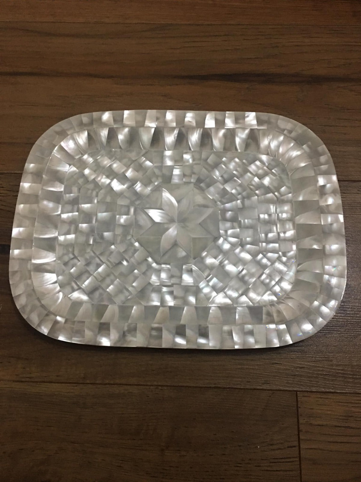 drinks or foods serving tray made from mother of pearl ( oyster shell ) hand made