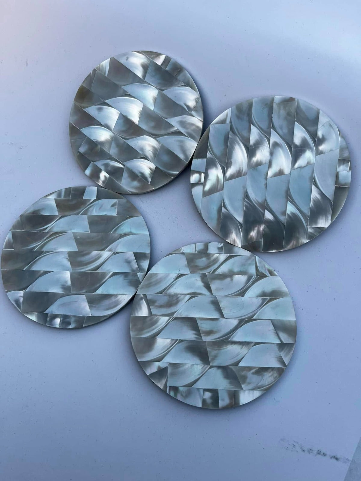 Non-Slip Handmade Mother of Pearl Coaster - 10cm Decorative Drink Coasters for Home & Kitchen Décor