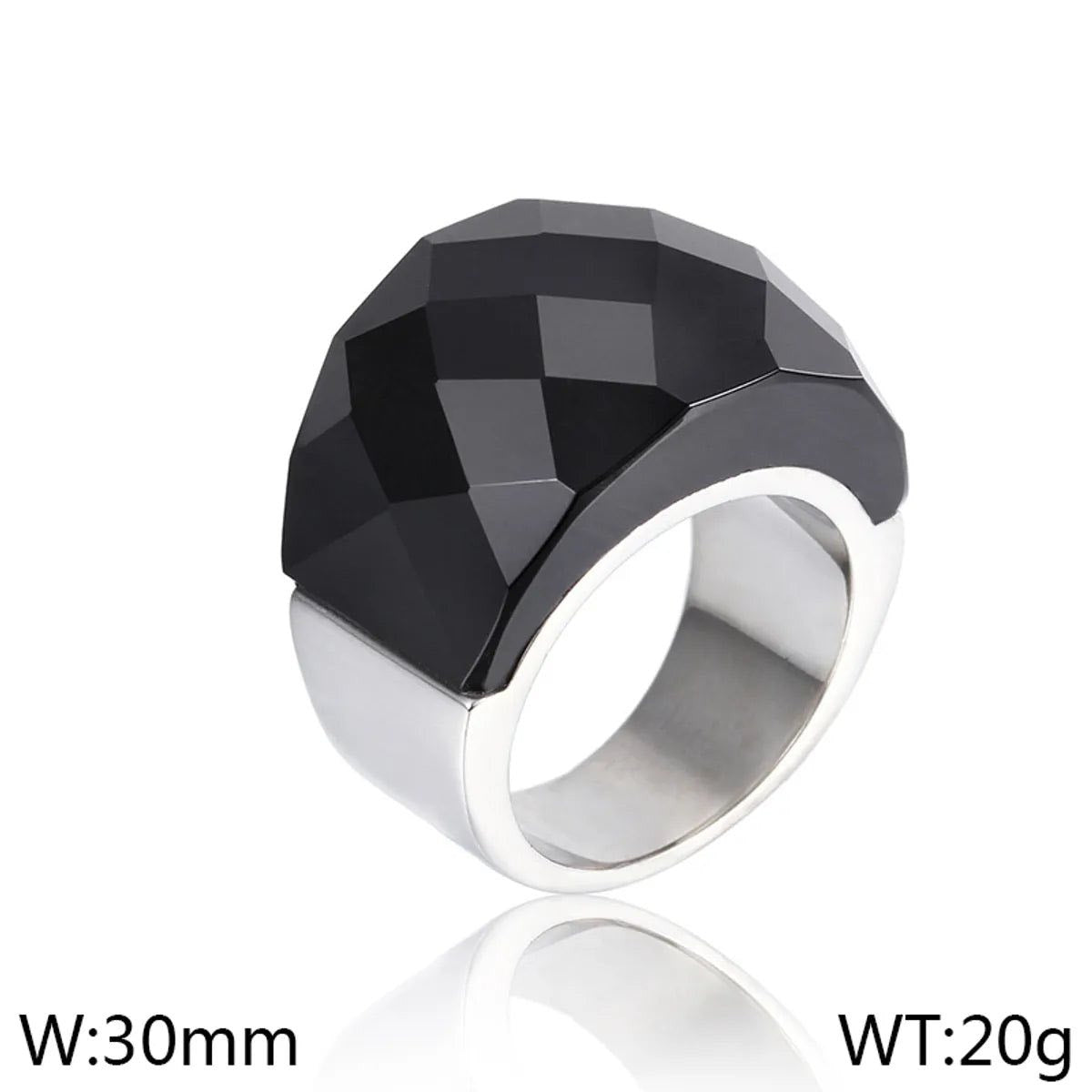 Vintage Style Geometric Women’s Ring – 18K Gold Plated Stainless Steel & Glass