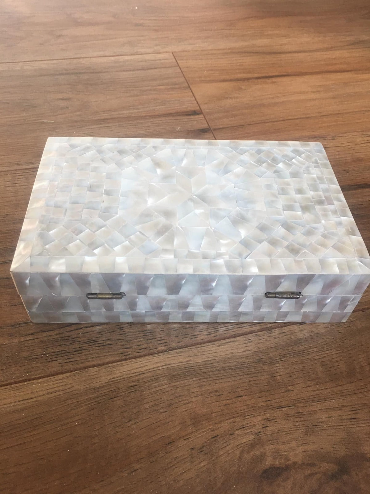 hand made jewellery box made from mother of pearl
