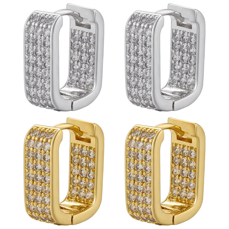 Light Luxury Micro Inlaid Zircon Full Diamond Earrings