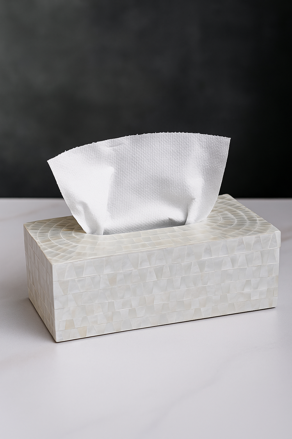 Tissue Box Cover Holder Napkin Paper Dispenser Storage Case made with oyster shell