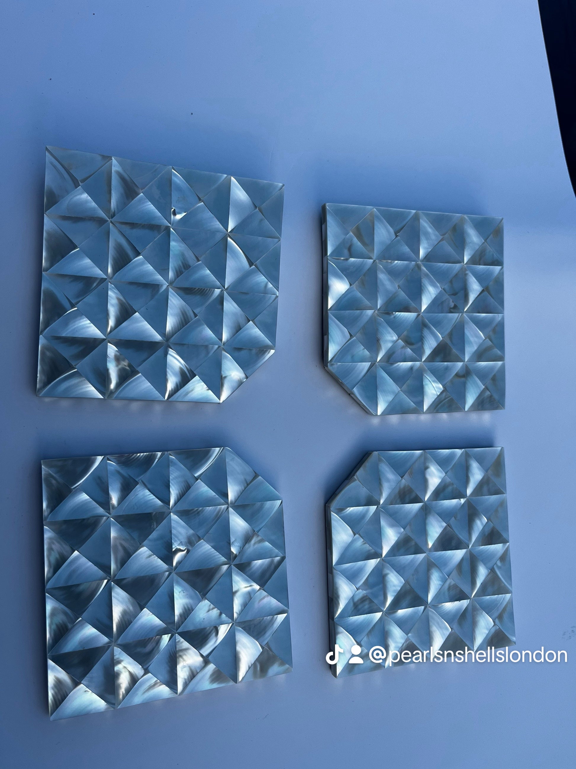 Square Handmade Non- Slip Mother of Pearl Coaster - Non-Slip, Thick, Heat-Resistant Drink & Mug Holder set of 4 10.5 cm