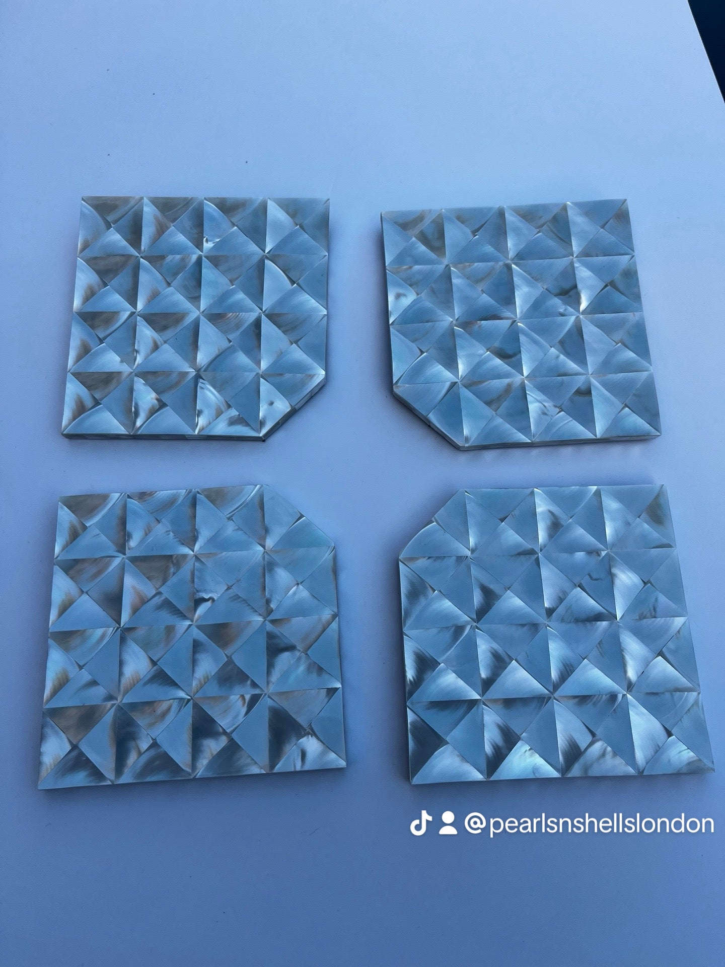 Square Handmade Non- Slip Mother of Pearl Coaster - Non-Slip, Thick, Heat-Resistant Drink & Mug Holder set of 4 10.5 cm