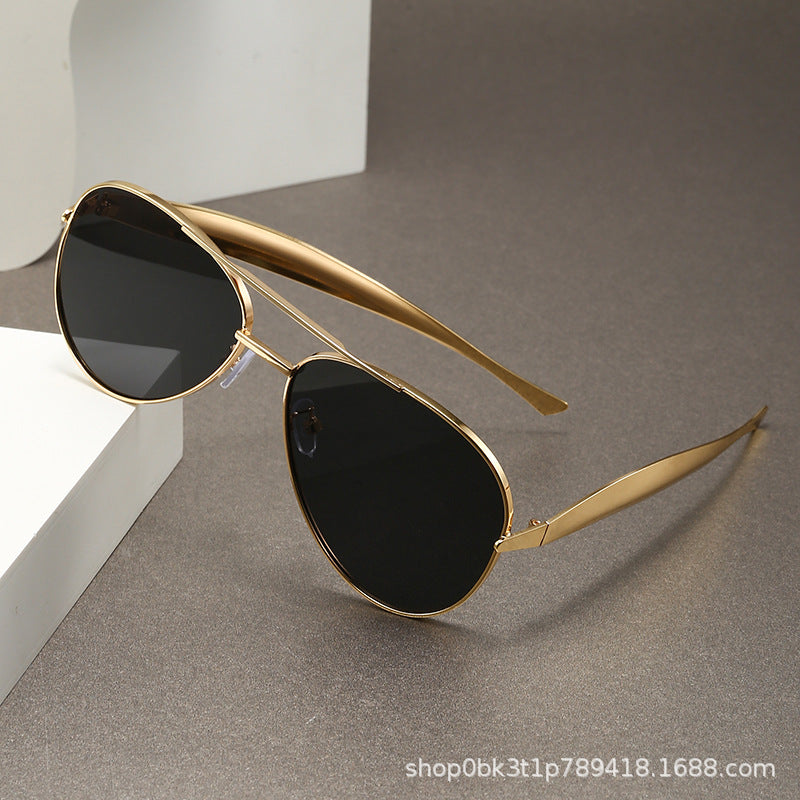 Retro Cross-border European And American Large Metal Toad Mirrors For Women, High-end Aviator Sunglasses, Personality And Temperament, Men&#039;s Trendy Sunglasses