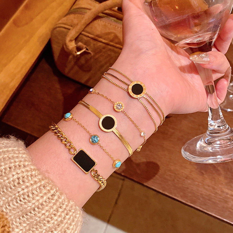 Rose Gold Non-fading Titanium Steel Bracelet Women&#039;s Light Luxury Niche High-end Love Bracelet Bracelet