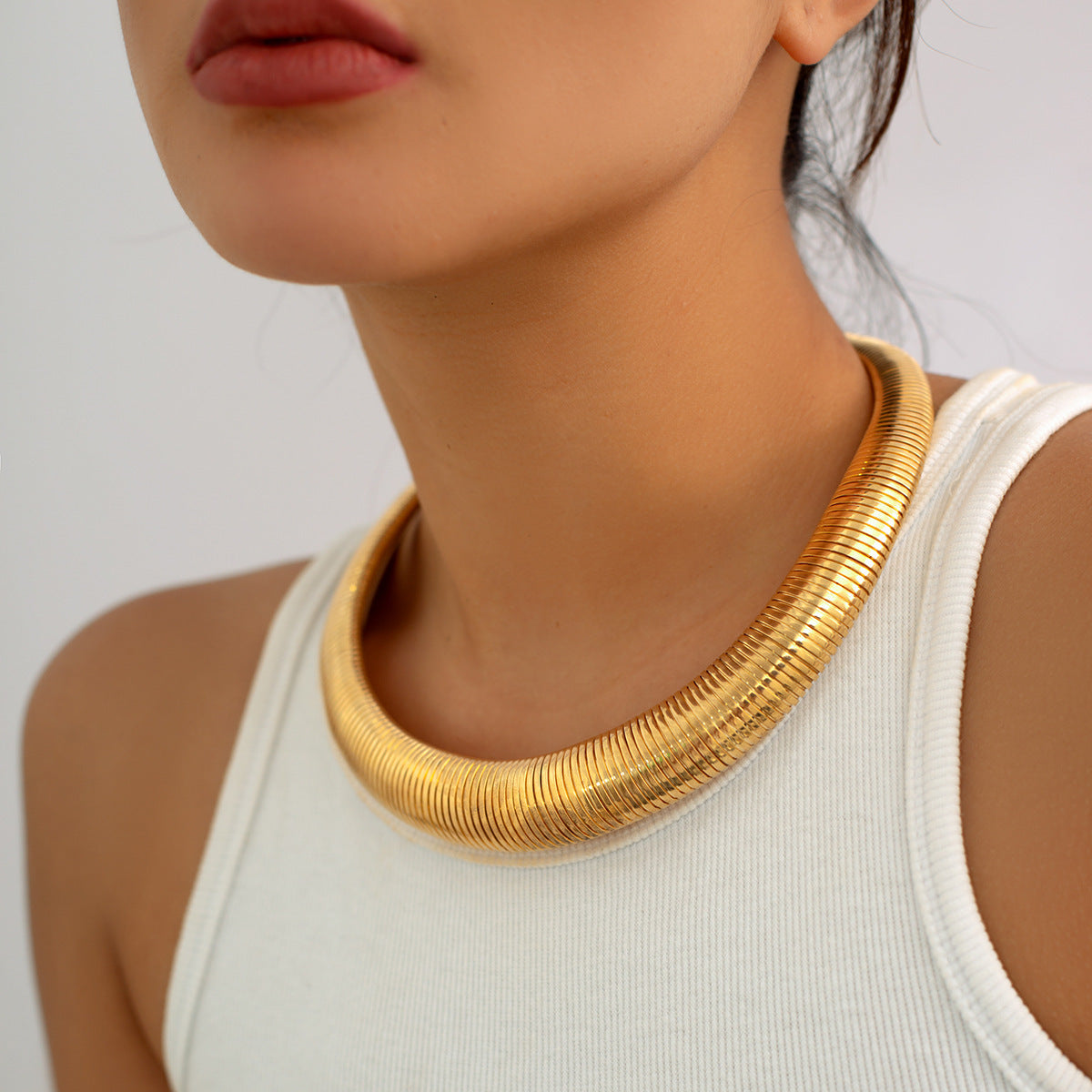 European And American Cross-border Jewelry Simple Fashion Multi-layer Collar Women Necklace Chocker Hip-hop Exaggerated Snake Bone Chain