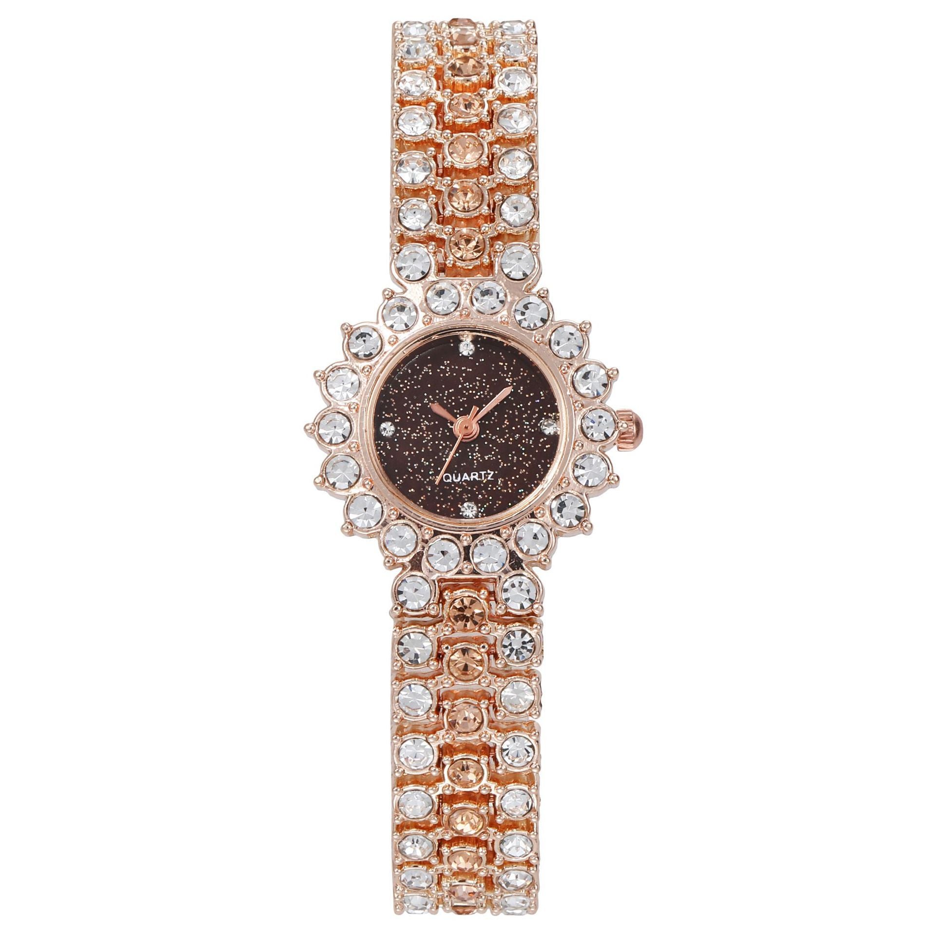 Fashion Full Diamond Women's Watch Bracelet Watch Star Surface Simple Temperament Round Water Diamond British Watch