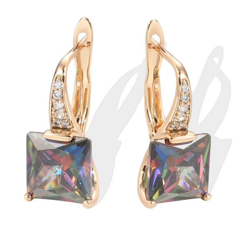 Women's Retro Fashion Earrings With Colorful Zircon