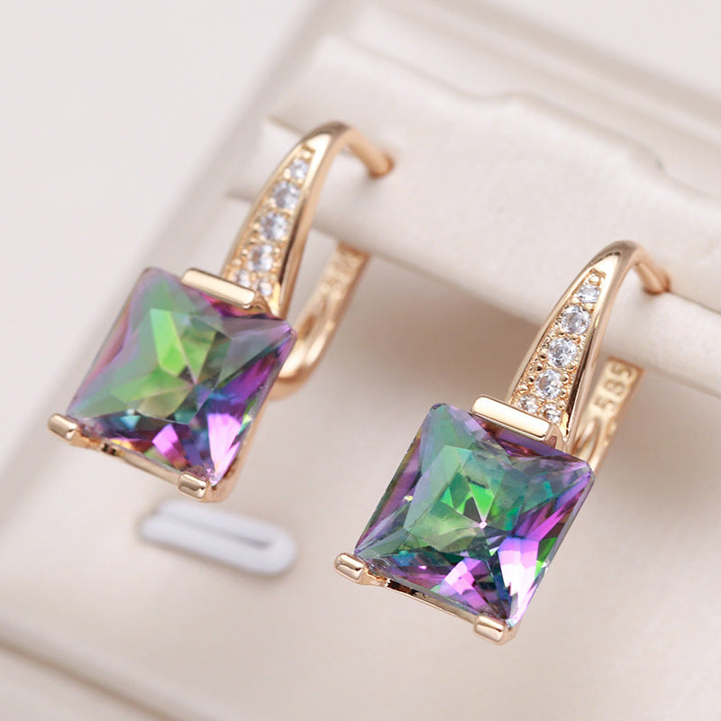 Women's Retro Fashion Earrings With Colorful Zircon