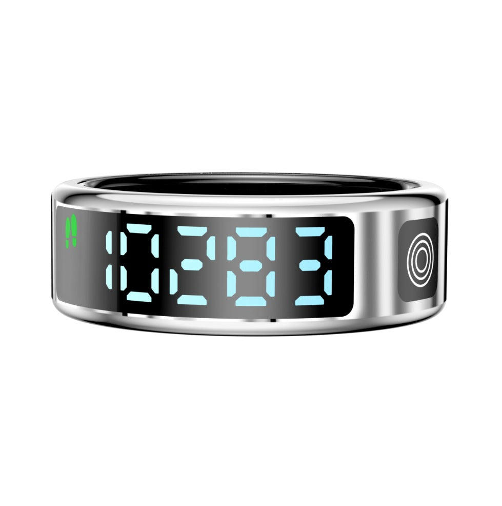 SR08 Smart Ring With Display Touch Charging Stand Page Turning Photo Smart Ring Heart Rate Blood Oxygen Sleep