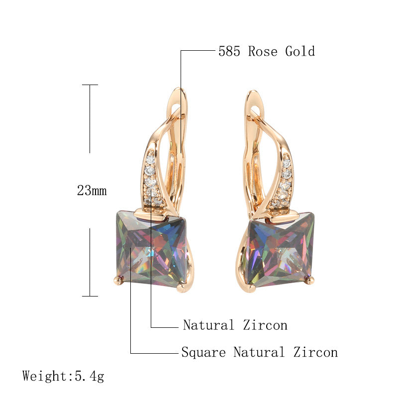 Women's Retro Fashion Earrings With Colorful Zircon