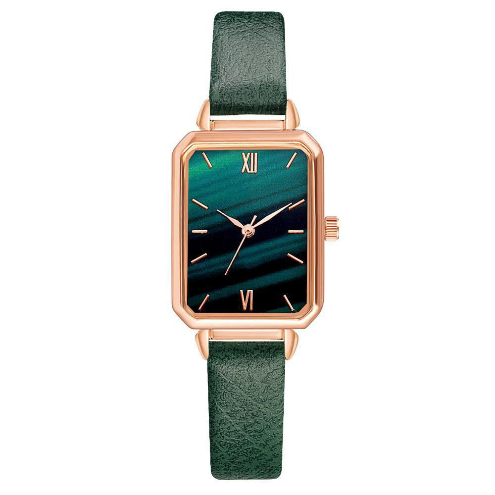Fashion New Women's Watch Alloy Mesh Belt Small Green Watch Ladies Square Head Quartz Watch Women's Watch