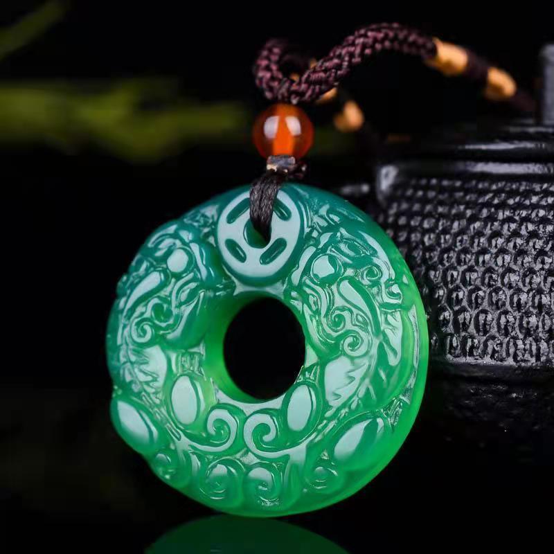 Chalcedony Double Pixiu Jade Pendants For Men And Women(without rope)
