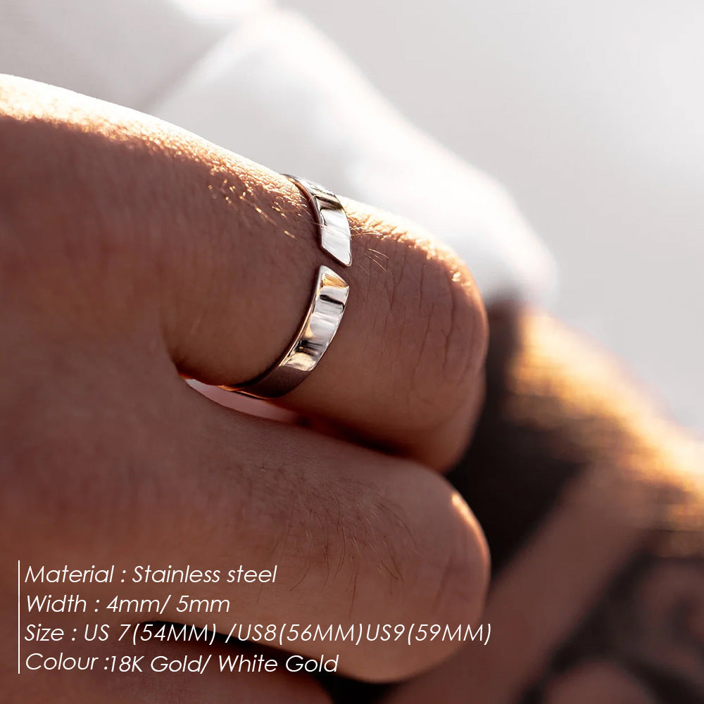 Emanco Simple Plain Aperture Titanium Steel Ring European And American Fashion Accessible Luxury Niche Couple Ring Men Cross-Border Hand Jewelry