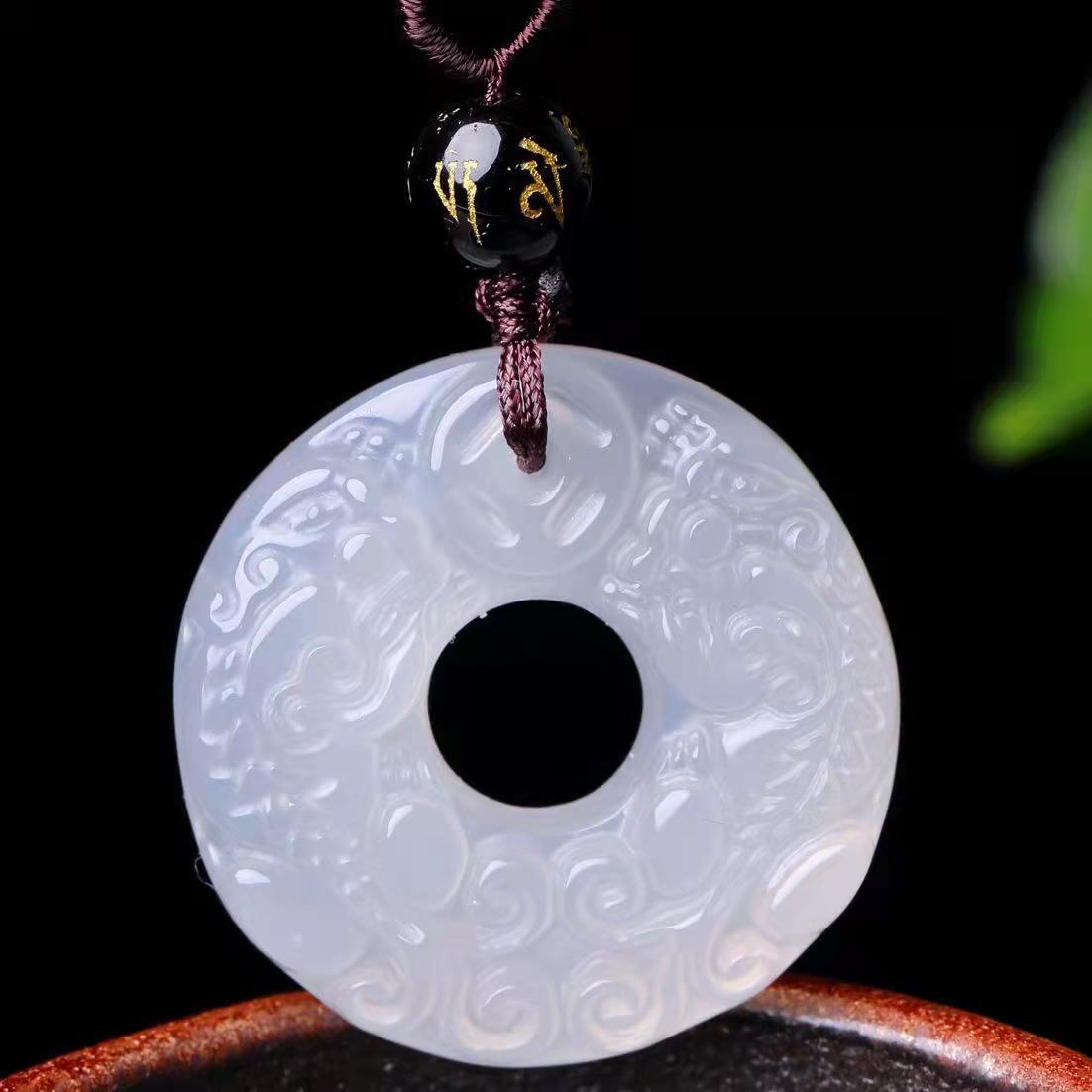 Chalcedony Double Pixiu Jade Pendants For Men And Women(without rope)
