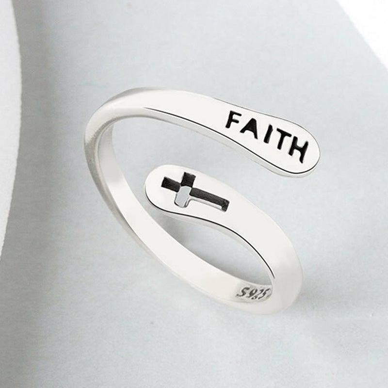 Europe And The United States New Cross Double Opening Adjustable Ring Creative Geometric Opening Ladies Ring