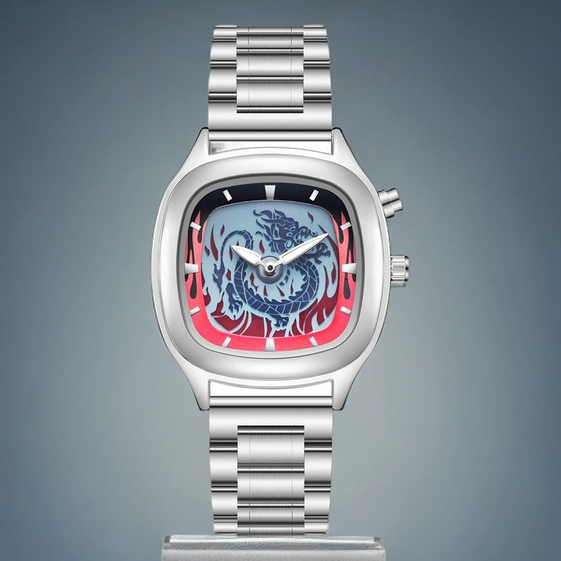 Creative Personality Retro Dragon-shaped Dynamic Dual-display Watch Men&#039;s Fashion Original Niche High-end Waterproof Watch