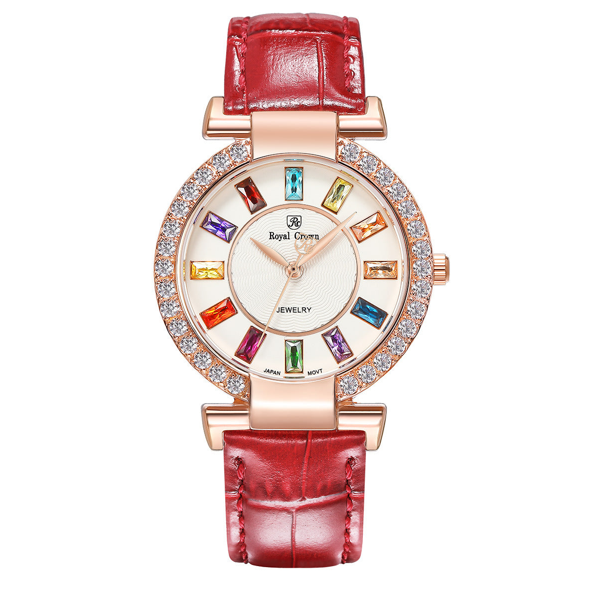 Royal Crown Royakron Watch Casual Belt Color Inlaid Zircon Fashion Women's Watch