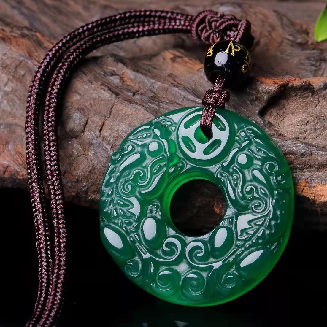 Chalcedony Double Pixiu Jade Pendants For Men And Women(without rope)