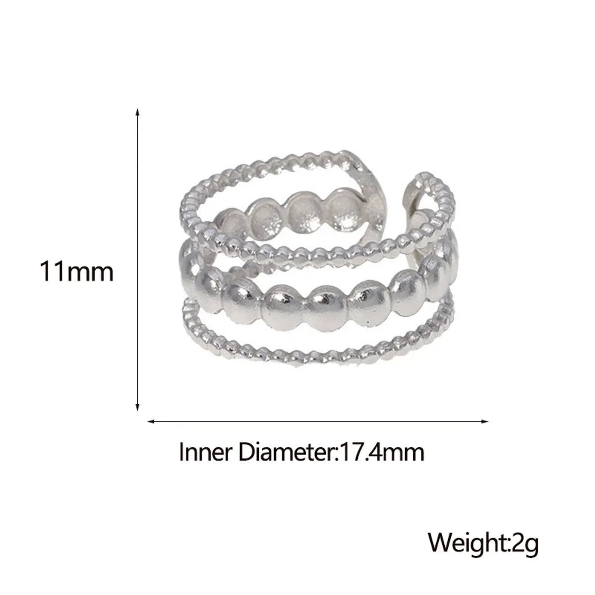 Fashion Stripe Solid Color Stainless Steel Open Ring – Hollow Out Adjustable Band for Women