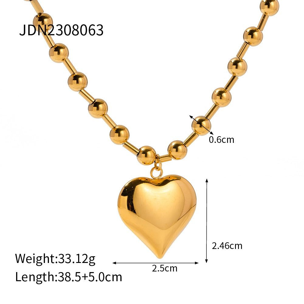 Heart Shape Jewelry Set – Simple & Classic Style 304 Stainless Steel Plated Bracelet & Necklace set for Women