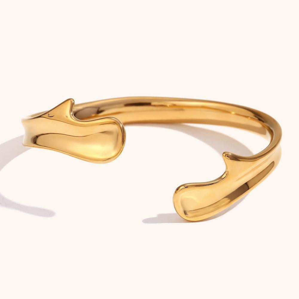 Stainless Steel 18K Gold Plated Geometric Bracelet – Casual Simple Style Jewelry for Women & Men