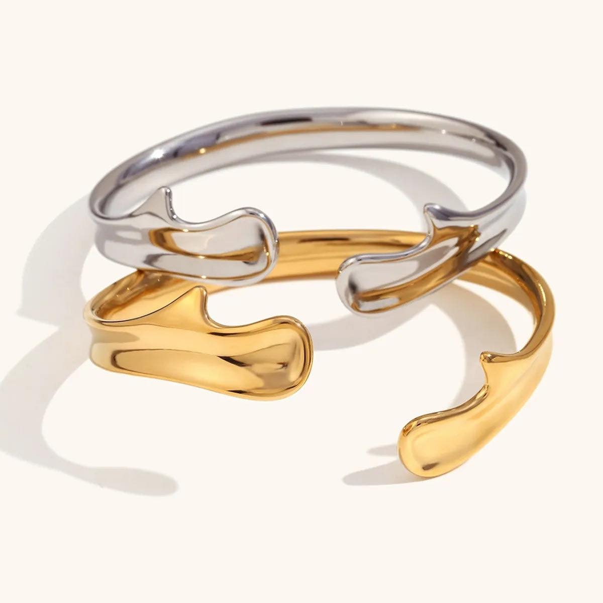 Stainless Steel 18K Gold Plated Geometric Bracelet – Casual Simple Style Jewelry for Women & Men