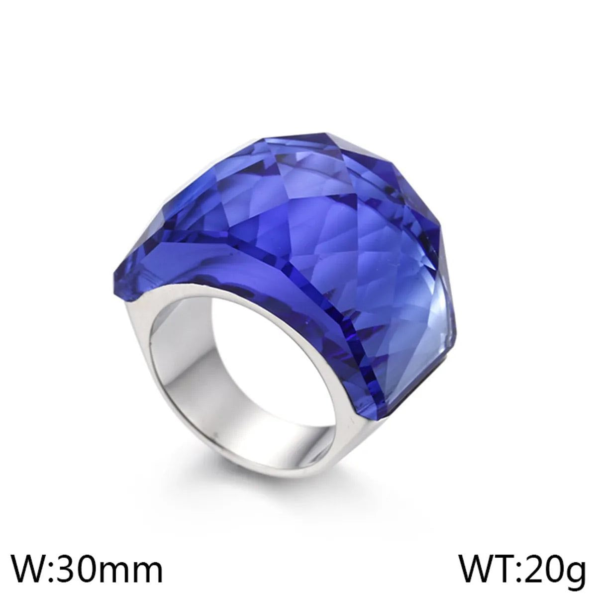 Vintage Style Geometric Women’s Ring – 18K Gold Plated Stainless Steel & Glass
