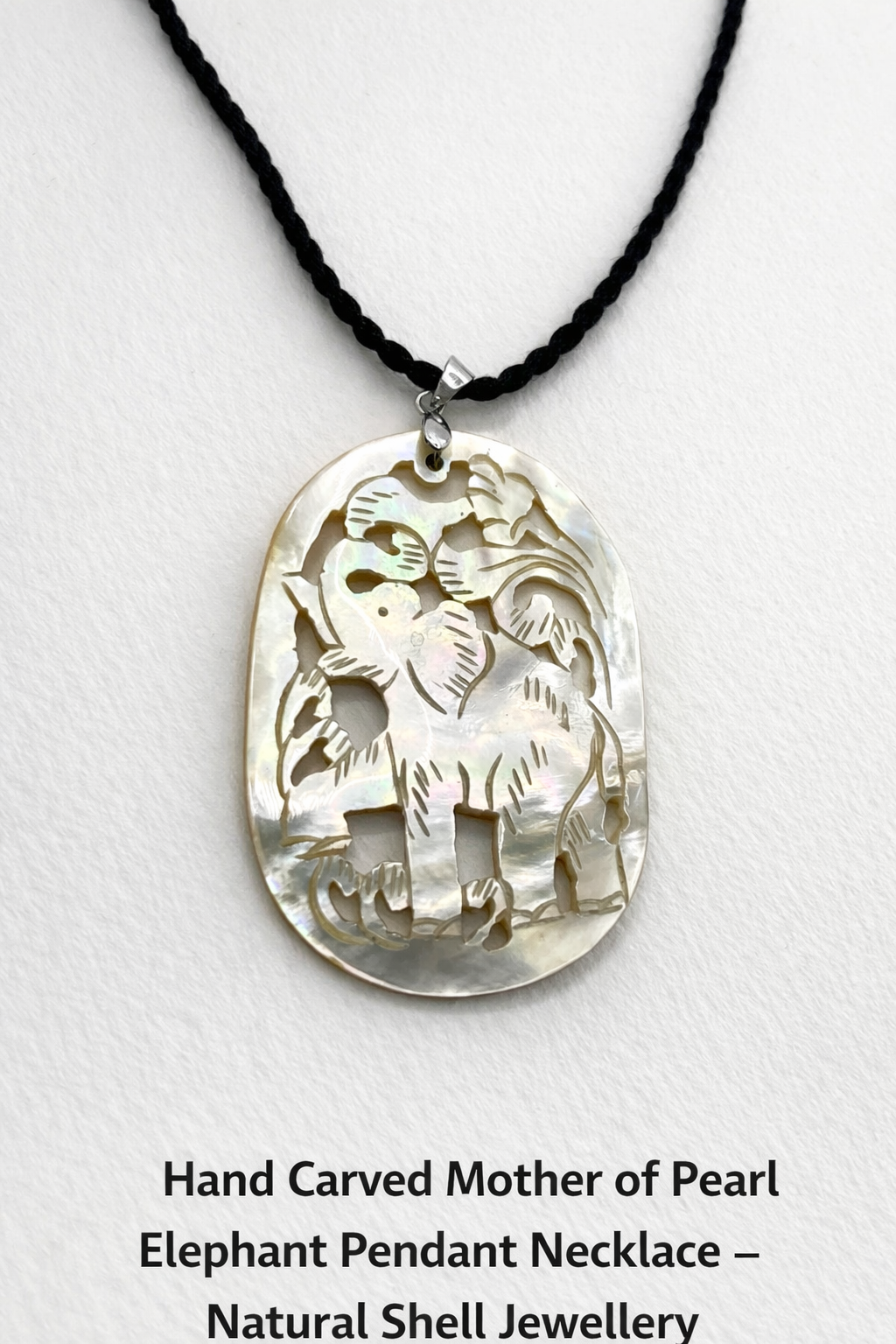 Handcrafted Mother of Pearl Necklace – Elegant Elephant or Floral Pendant | Artisan Shell Jewellery Gift for Women