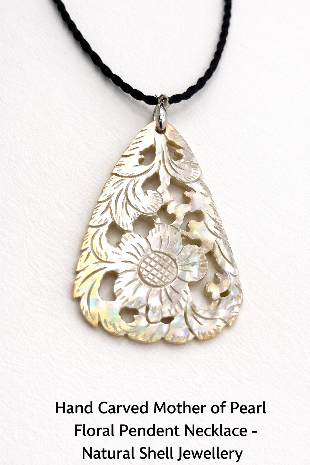 Handcrafted Mother of Pearl Necklace – Elegant Elephant or Floral Pendant | Artisan Shell Jewellery Gift for Women